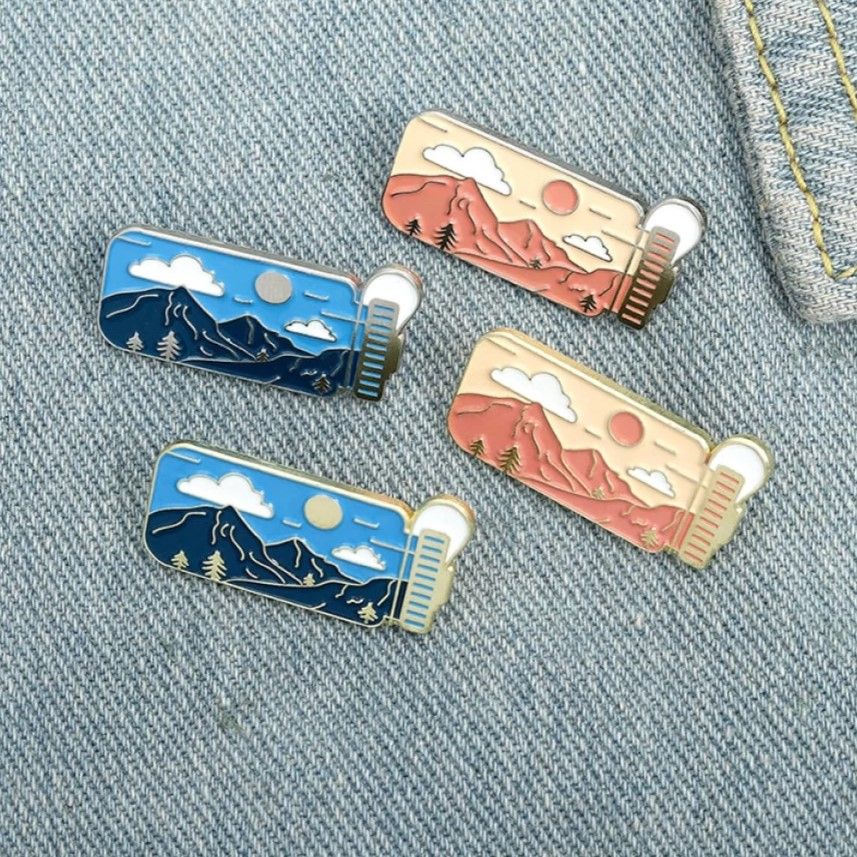 Portable Water Flask Landscape Enamel Pin