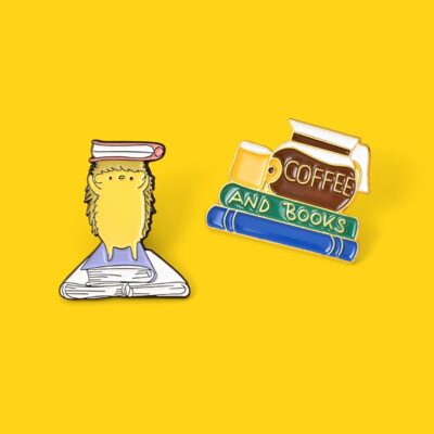 Coffee and Book Enamel Pins