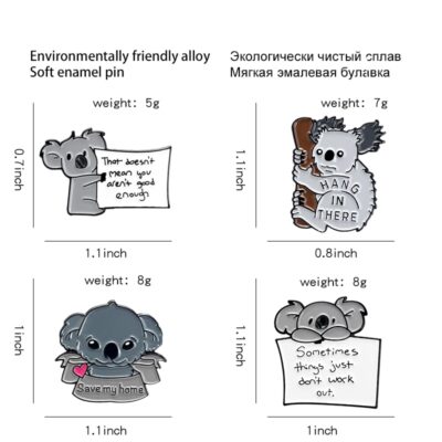 Cartoon Koala Bear Enamel Pins