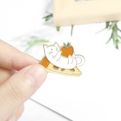Cat and Food Enamel Pin