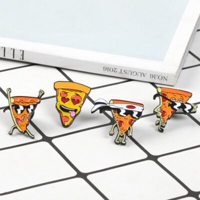 Funny Pizza Man Enamel Pins