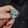Flower-Crown Alien Enamel Pin