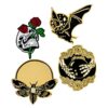 4pcs/set Punk Bat Skull Bee Enamel Pins