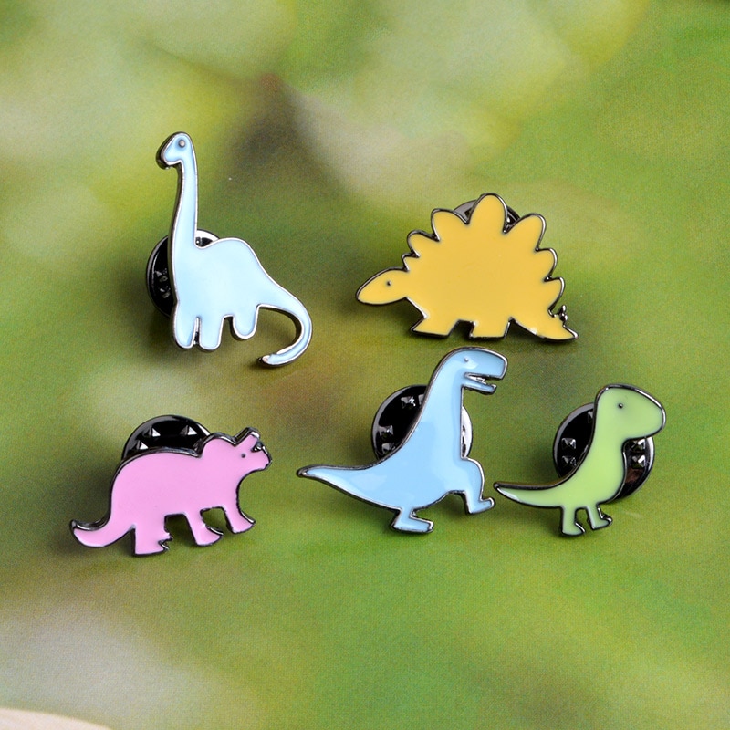 Colorful Dinosaur Button Pins