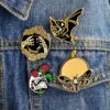 4pcs/set Punk Bat Skull Bee Enamel Pins