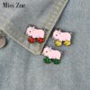 3pcs/set Pig With Rain Boots Enamel Pins