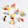 9pcs/set Origami Animals Enamel Pins