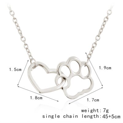 Linked Heart and Paw Pendant