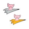 Paper Plane Piggy Enamel Pins