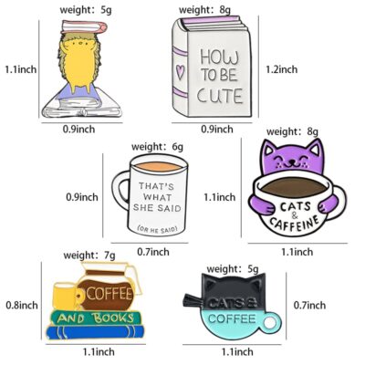 Coffee and Book Enamel Pins